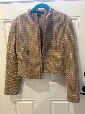 French Connection Tan Tweed Cropped Blazer